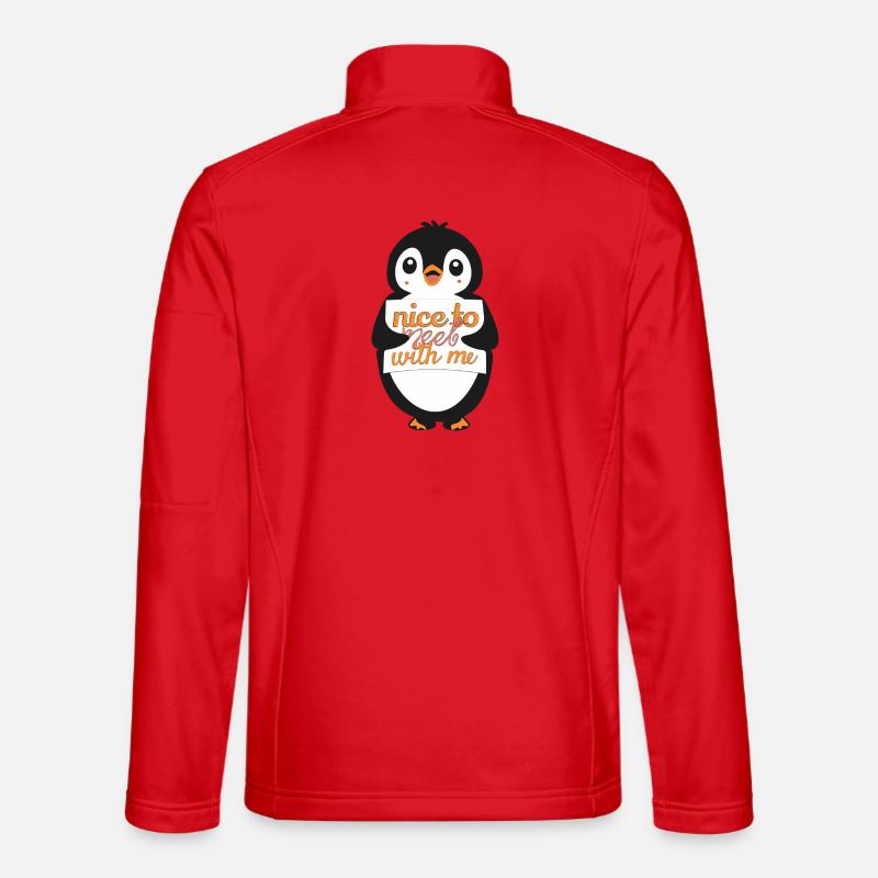 Pinguin-Willkommenszeichen: Schön, mich kennenzulernen - Unisex Softshelljacke - Rot