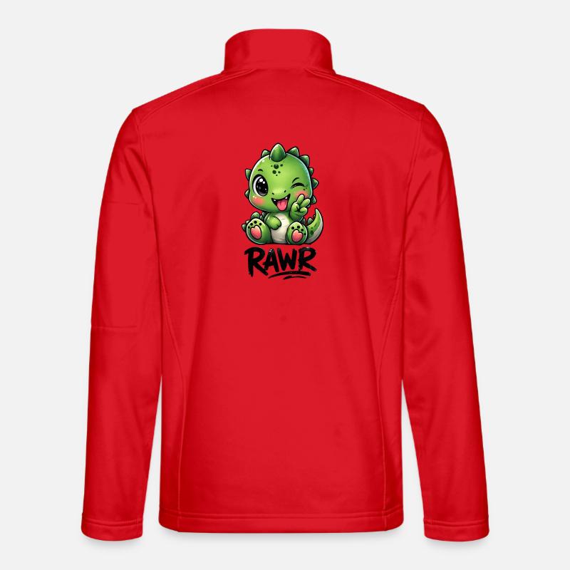 Cute T-Rex Dinosaur Cartoon Cool Roar Peace Unisex Softshell Jacket