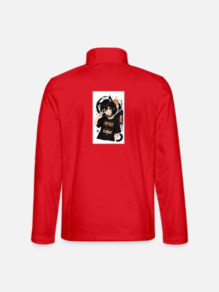 Neko Nachtkatze Shirt - Unisex Softshelljacke - Rot - Hinten