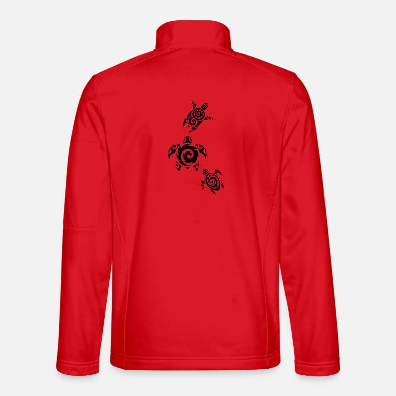 Three Sea Turtles (Black) - Unisex Softshell Jacket - red