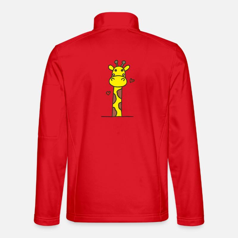 Playful giraffe with hearts - Unisex Softshell Jacket - red