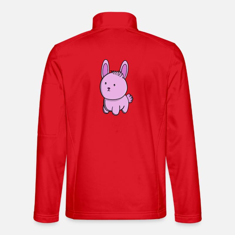 Cute Pink Bunny Adorable Kawaii Rabbit Cartoon  - Unisex Softshell Jacket - red