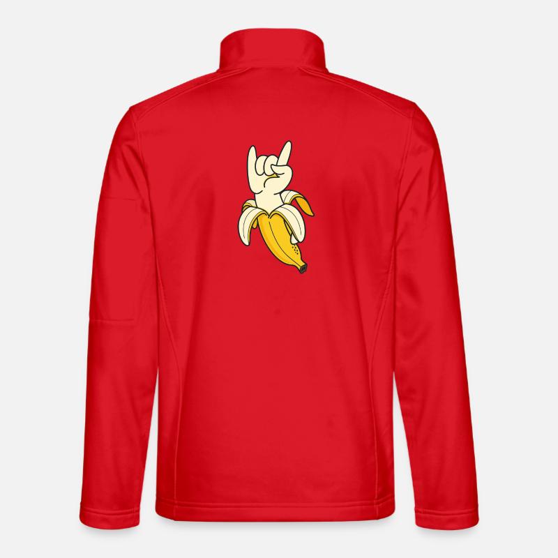 Banana Hand Gesture Illustration - Unisex Softshell Jacket - red