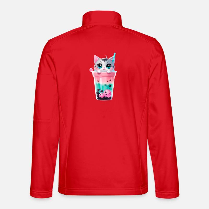 Kitten Bubble Tea Pastel - Unisex Softshell Jacket - red