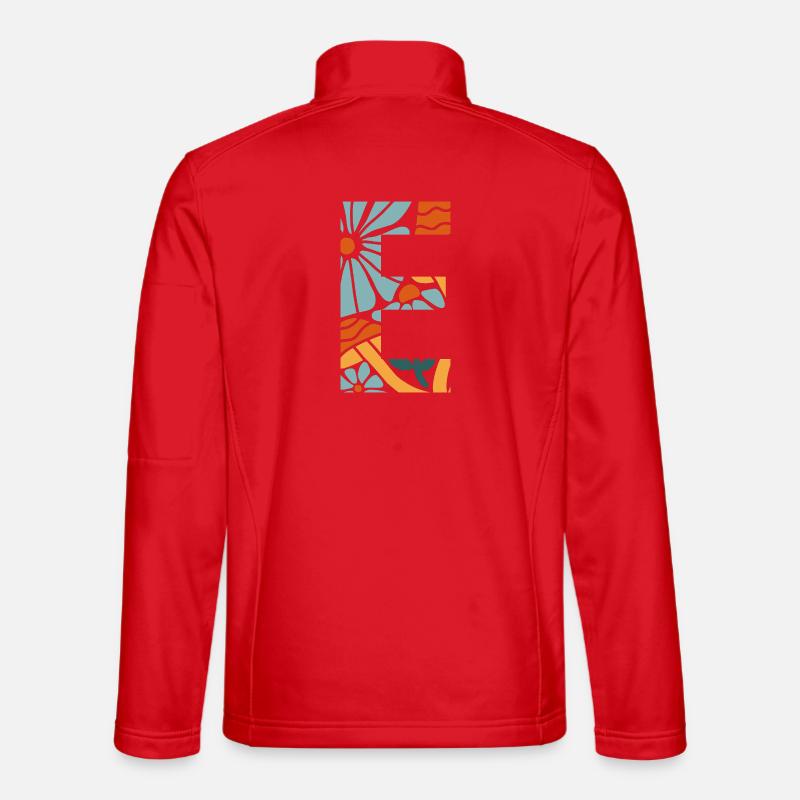 Letter e flowers groovy gift idea - Unisex Softshell Jacket - red