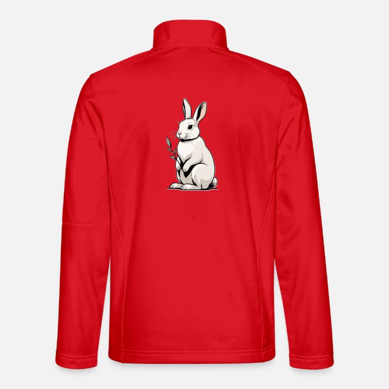 White Rabbit with Leaf Plant - Unisex Softshell Jacket - red