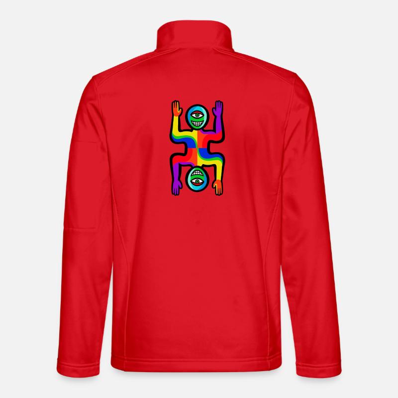 Regenbogen-Zwei-Gesichter-Figur - Unisex Softshelljacke - Rot
