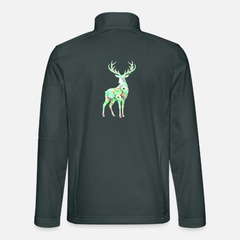 Fleurs en forme d’aquarelle de cerf Veste en tissu softshell Unisexe