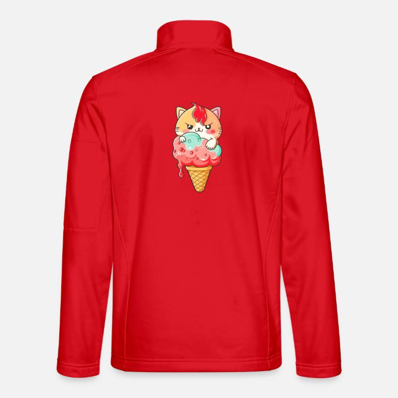 Süßer Katzen-Eiscreme-Print - Unisex Softshelljacke - Rot