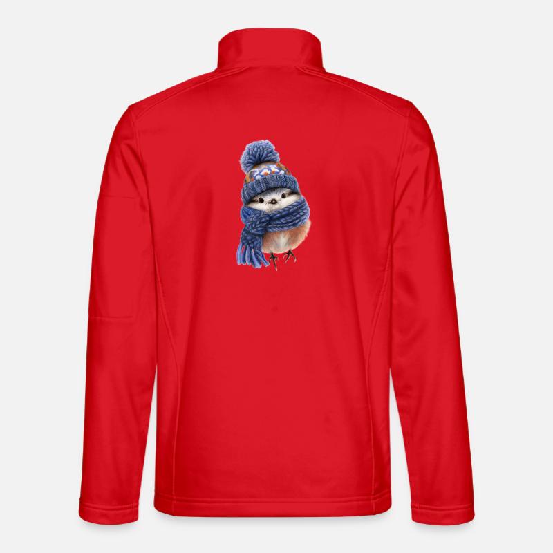 Wintervogel mit Schal - Unisex Softshelljacke - Rot