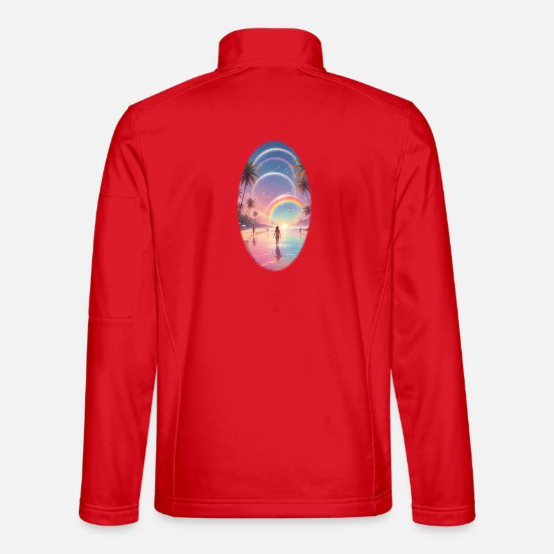 Pastel Beach Rainbow Dream - Unisex Softshell Jacket - red