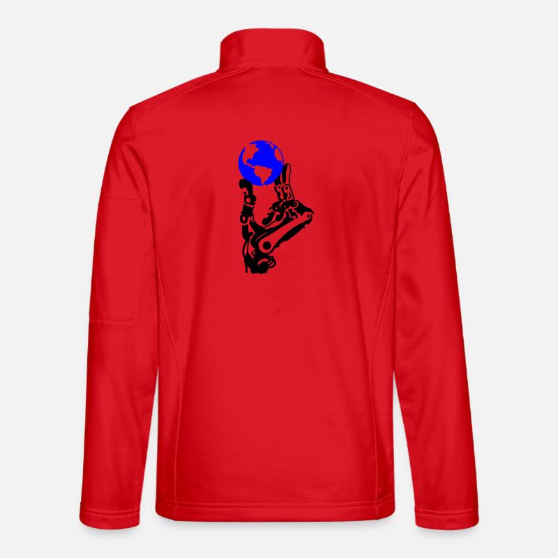 Globe in robot hand - Unisex Softshell Jacket - red