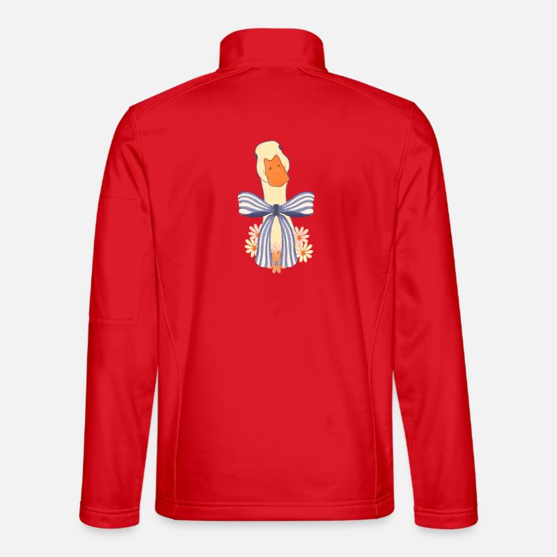 Pastellgans mit Schleife und Blumen - Unisex Softshelljacke - Rot