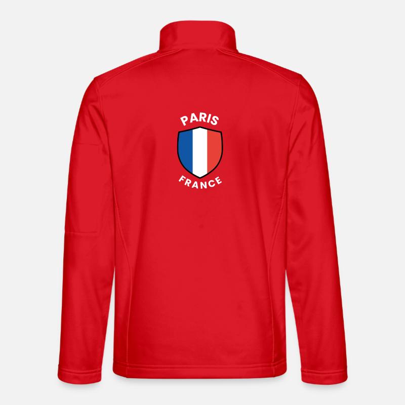 Paris Flag Shield Emblem - Unisex Softshell Jacket - red
