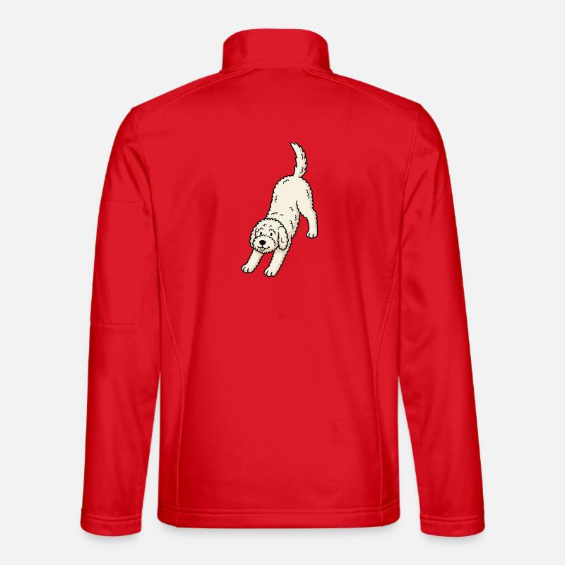 Doodle Dog Yoga Pose - Unisex Softshell Jacket - red