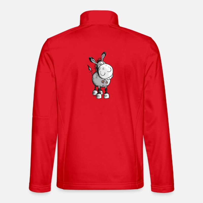 Fröhlicher Esel - Tier - Unisex Softshelljacke - Rot
