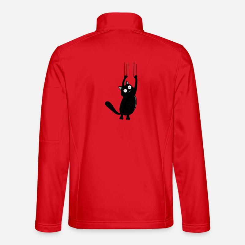 Panic Cat (Black Version) - Unisex Softshell Jacket - red