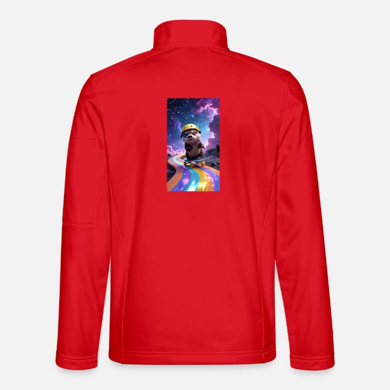Space otter with skateboard - Unisex Softshell Jacket - red