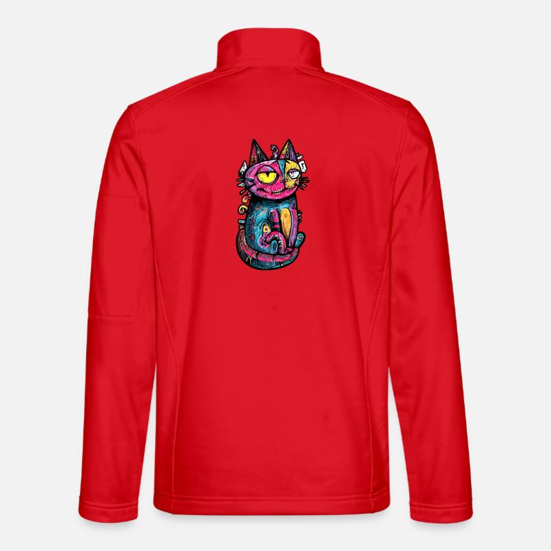 Katze Bunt Kunst Design - Unisex Softshelljacke - Rot