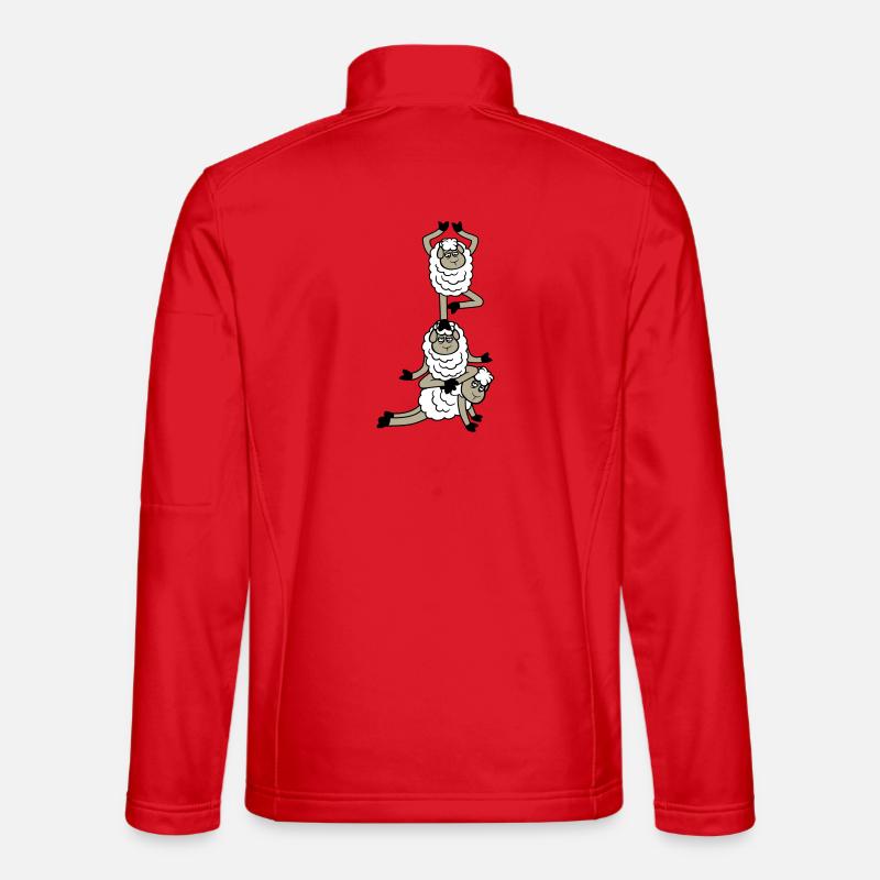 Tired_Sad_Sleepy_Sheep_Yoga_Meditating_5 - Unisex Softshelljacke - Rot