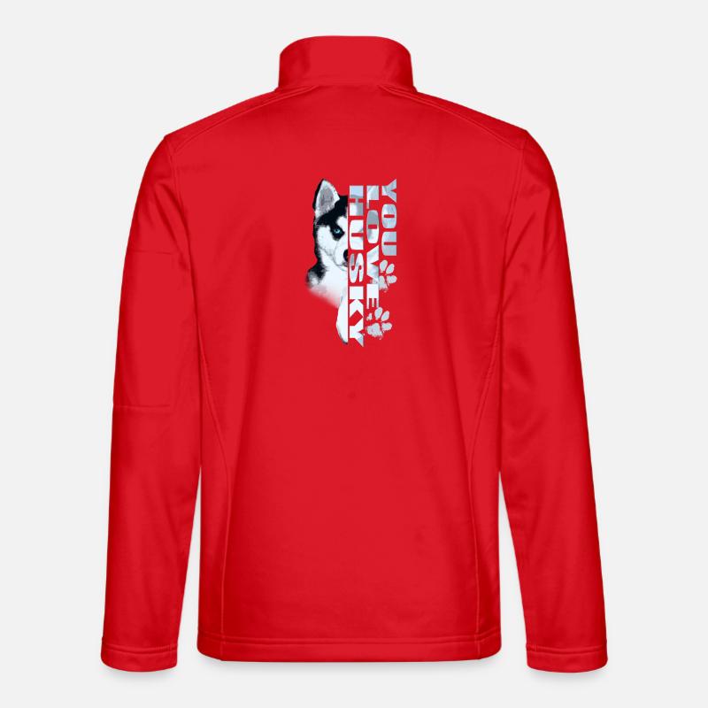 Husky Portrait Schrift - Unisex Softshelljacke - Rot