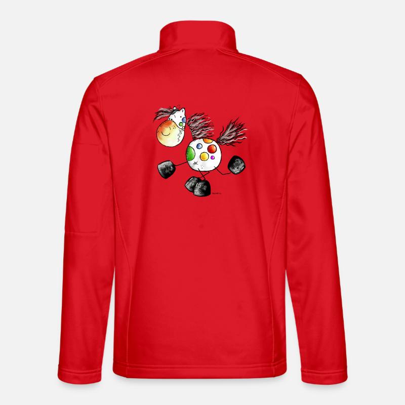 Kunterbuntes Pferd - Pony - Pferde - Unisex Softshelljacke - Rot