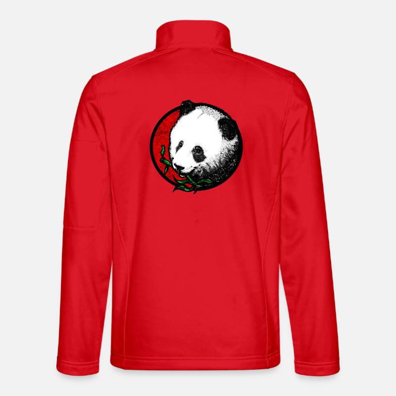 Pandakopf (Bambus/Bunt) - Unisex Softshelljacke - Rot