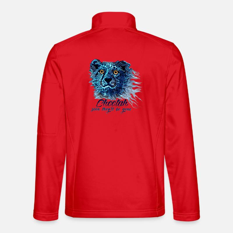 Neon Cheetah Blue Light Flames - Unisex Softshell Jacket - red