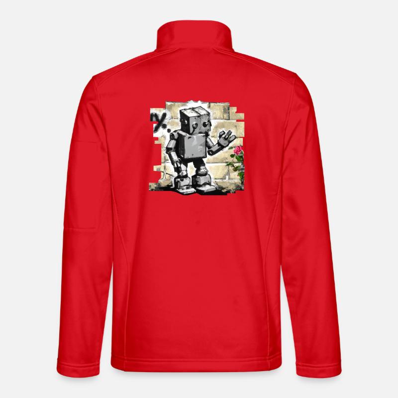 Robot Comic Graffiti Wall Character Rose Urban Unisex Softshell Jacket