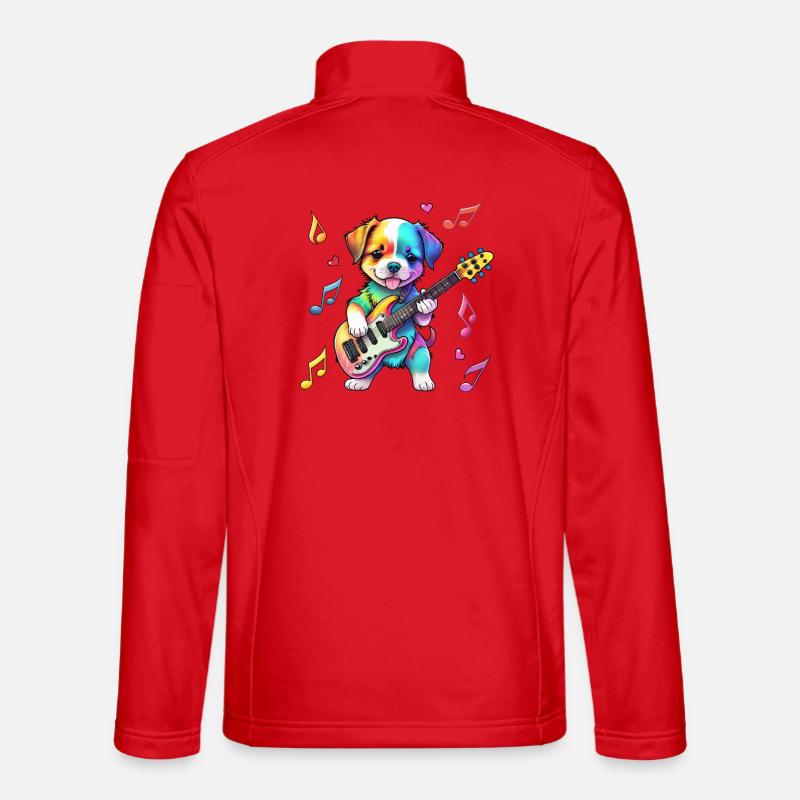 Rock Star Hound Puppy - Rainbow - Unisex Softshell Jacket - red