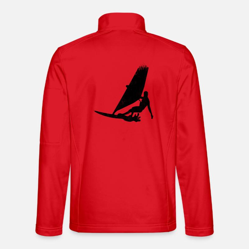 Windsurfer Drawing - Unisex Softshell Jacket - red