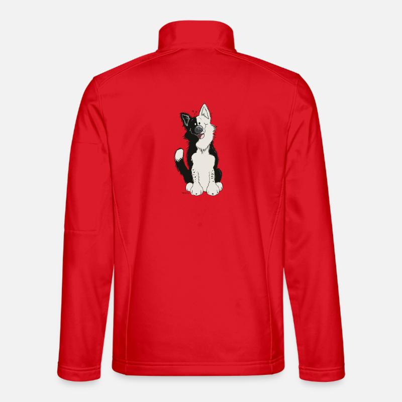 Cute Border Collie - Unisex Softshell Jacket - red
