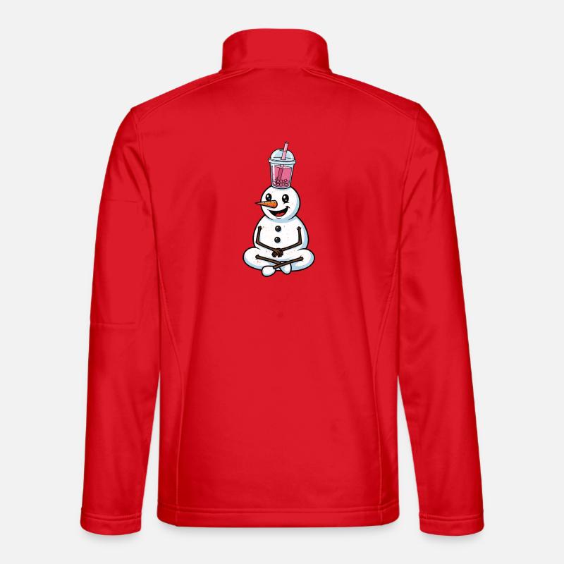Schneemann mit Bubble Tea - Unisex Softshelljacke - Rot