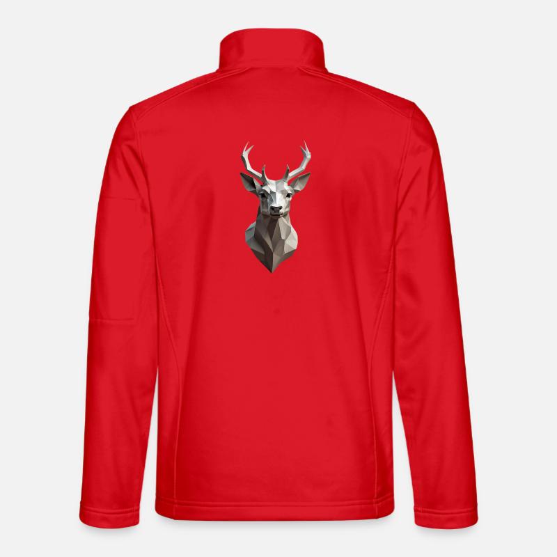 Geometric Deer Head Low-Poly - Unisex Softshell Jacket - red