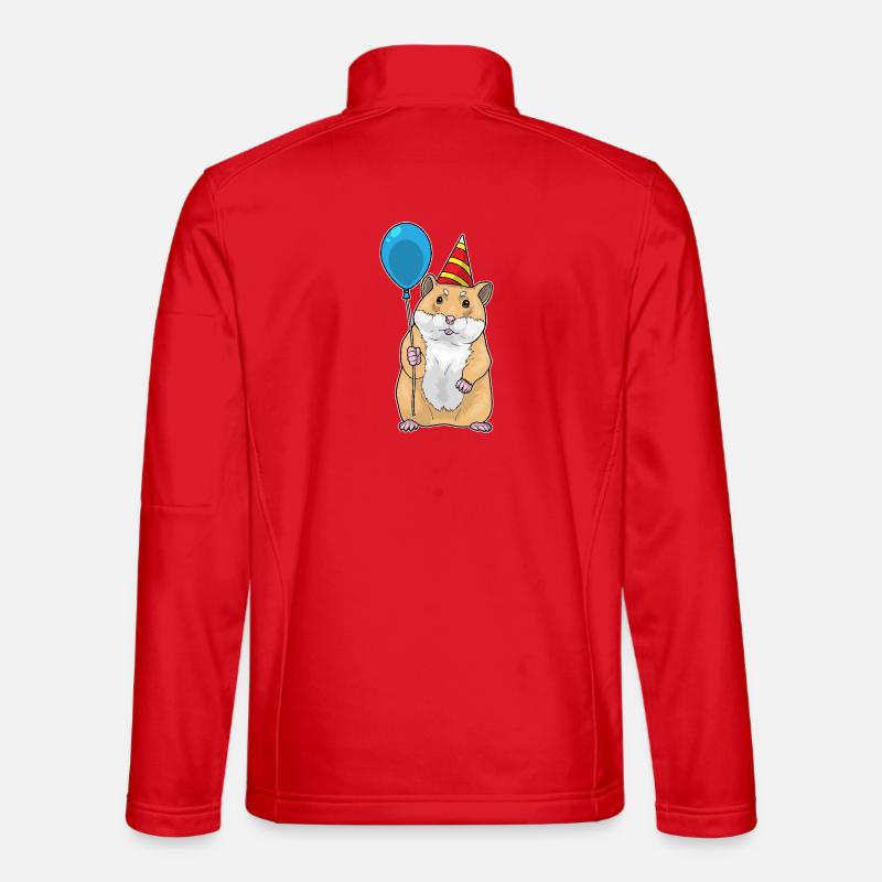 Hamster Birthday Balloon - Unisex Softshell Jacket - red