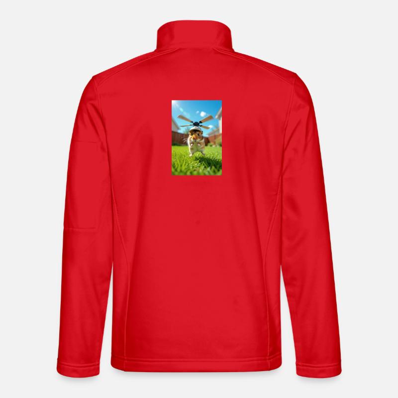 Hamster pilot in a helicopter - Unisex Softshell Jacket - red