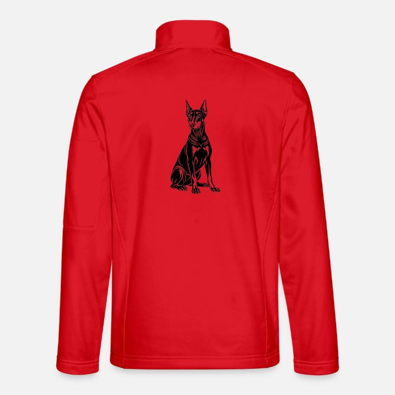 Dobermann sitzt - Unisex Softshelljacke - Rot