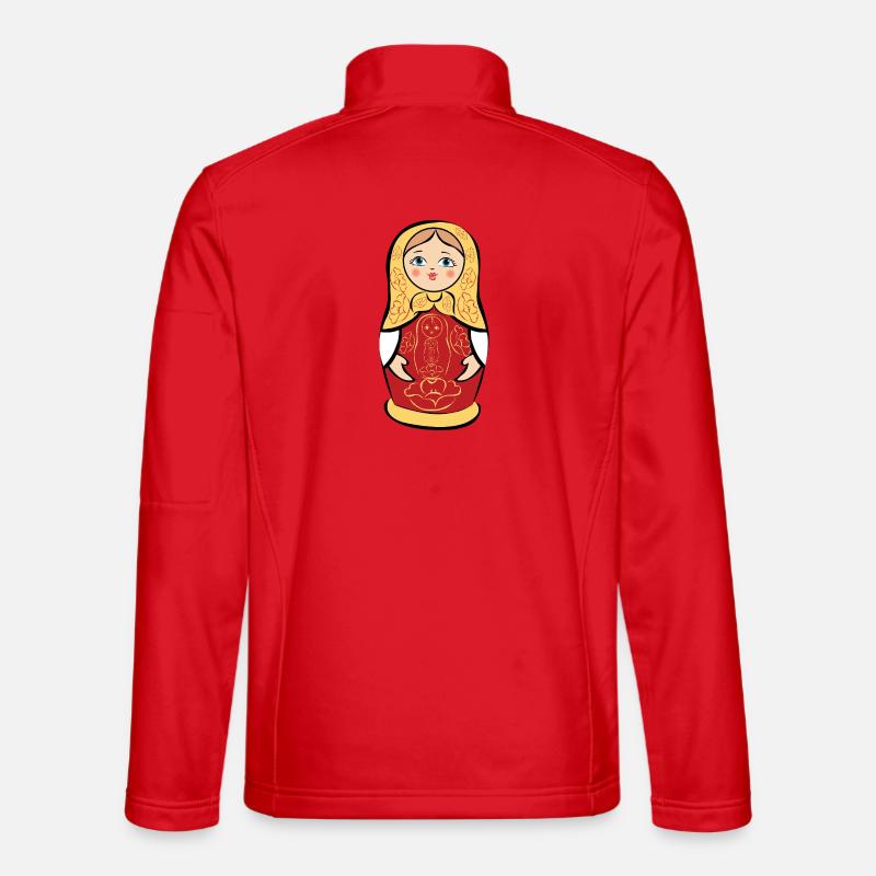 Matryoshka with floral pattern - Unisex Softshell Jacket - red