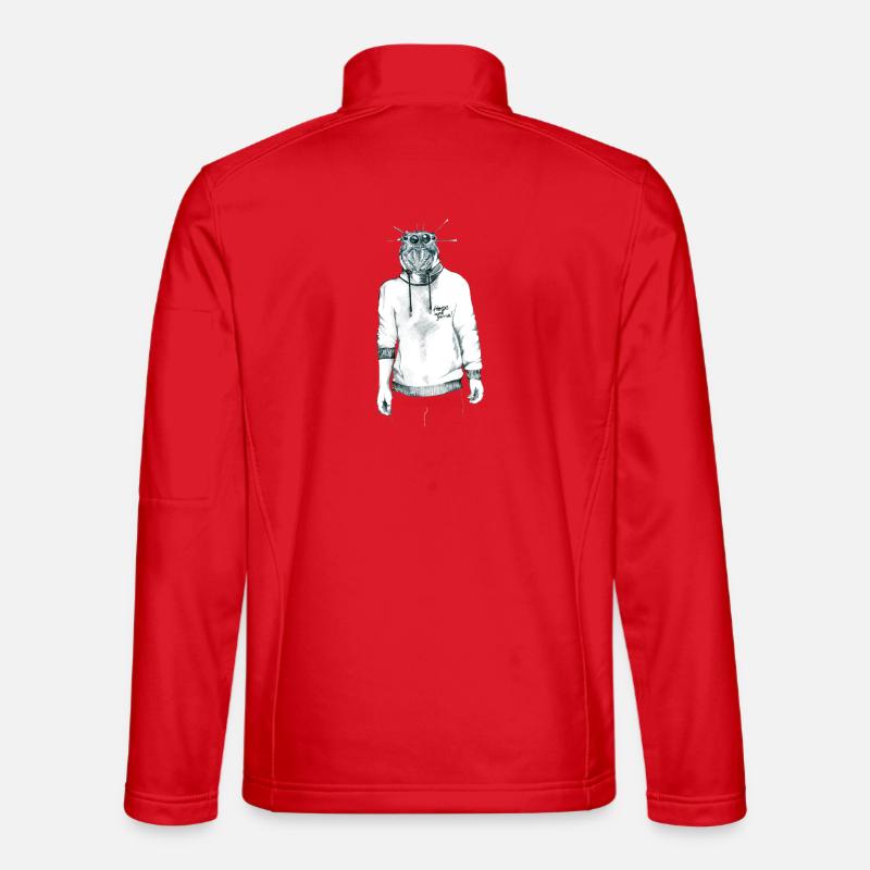Mensch mit Spinnenkopf im Kapuzenpullover - Unisex Softshelljacke - Rot