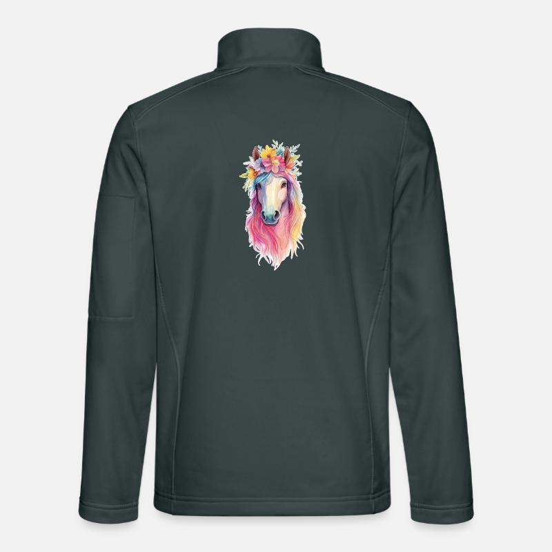 Cheval avec des fleurs Veste en tissu softshell Unisexe