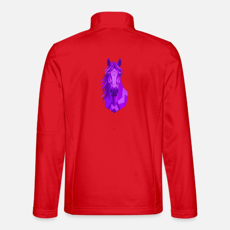 Geometrischer Lila Pferdekopf - Unisex Softshelljacke - Rot