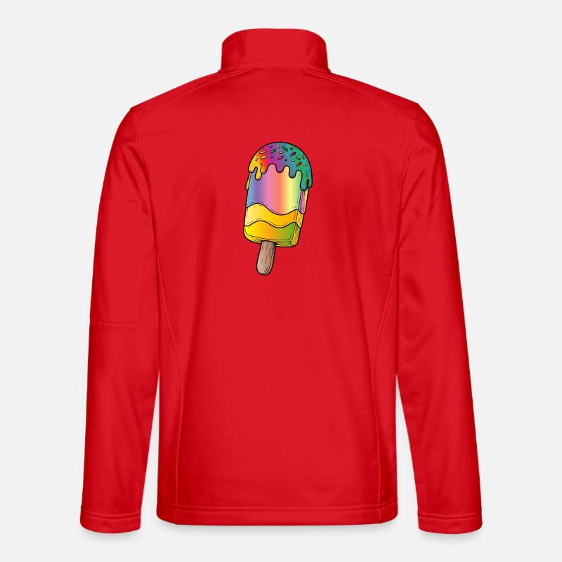 Rainbow Popsicle Cartoon Illustration - Unisex Softshell Jacket - red