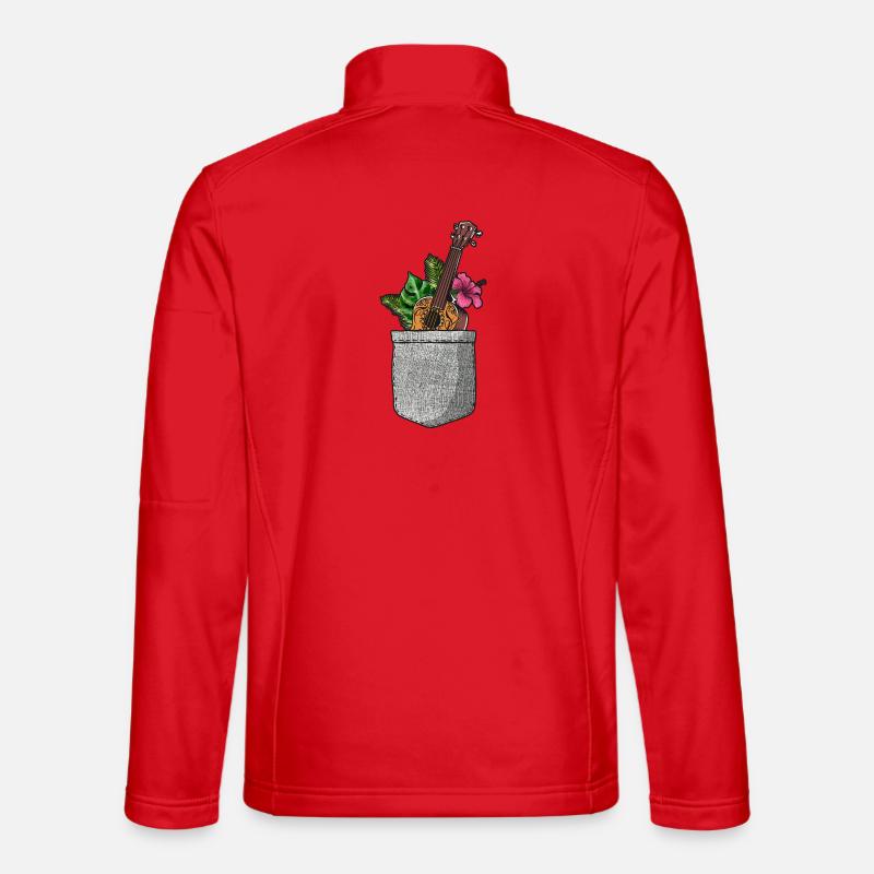 Hawaiian Ukulele Uke Pocket - Unisex Softshell Jacket - red