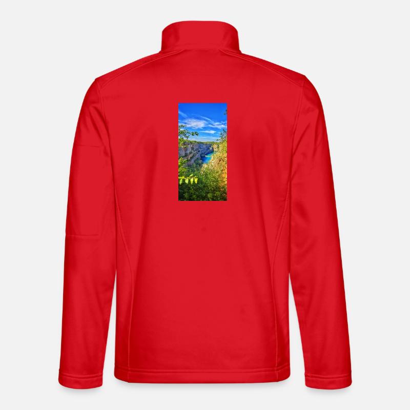 Coastal Canoe Blue Water Panorama - Unisex Softshell Jacket - red