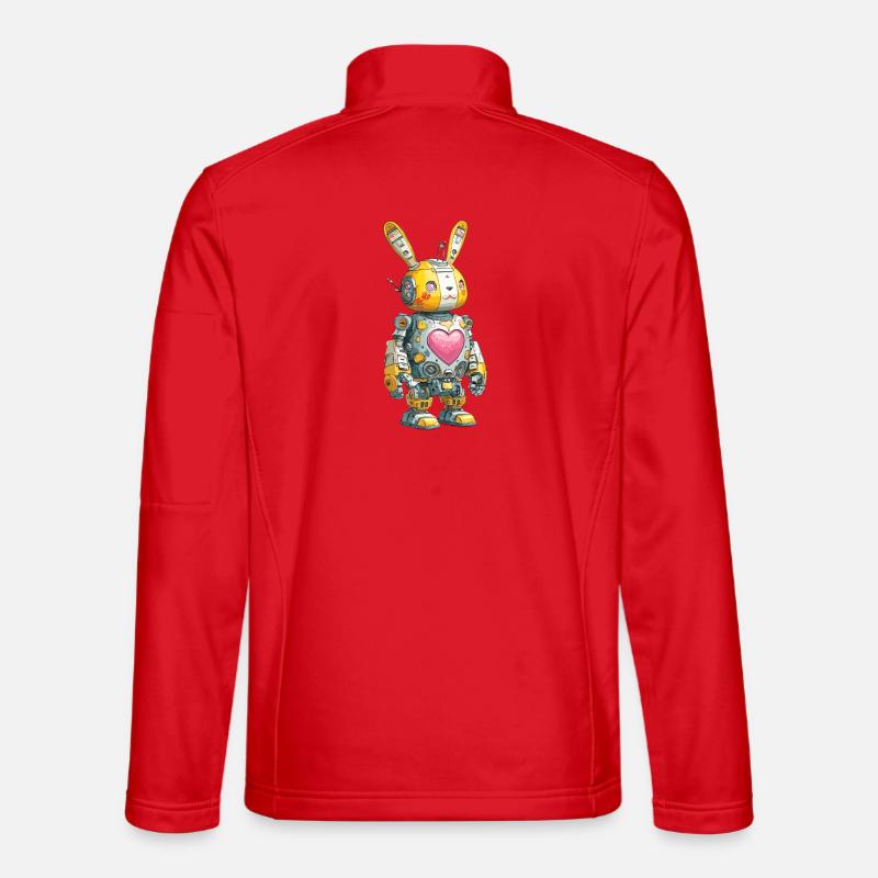 Herzroboter Häschen im Retro-Stil - Unisex Softshelljacke - Rot