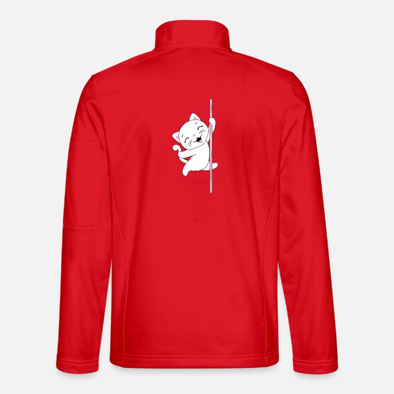 White_cat_is_dancing_on_a_pole - Unisex Softshelljacke - Rot