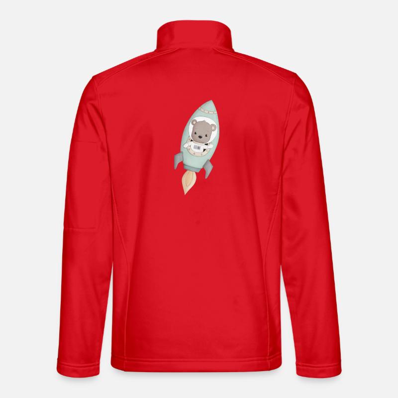 little cute bear as an astronaut - Unisex Softshell Jacket - red