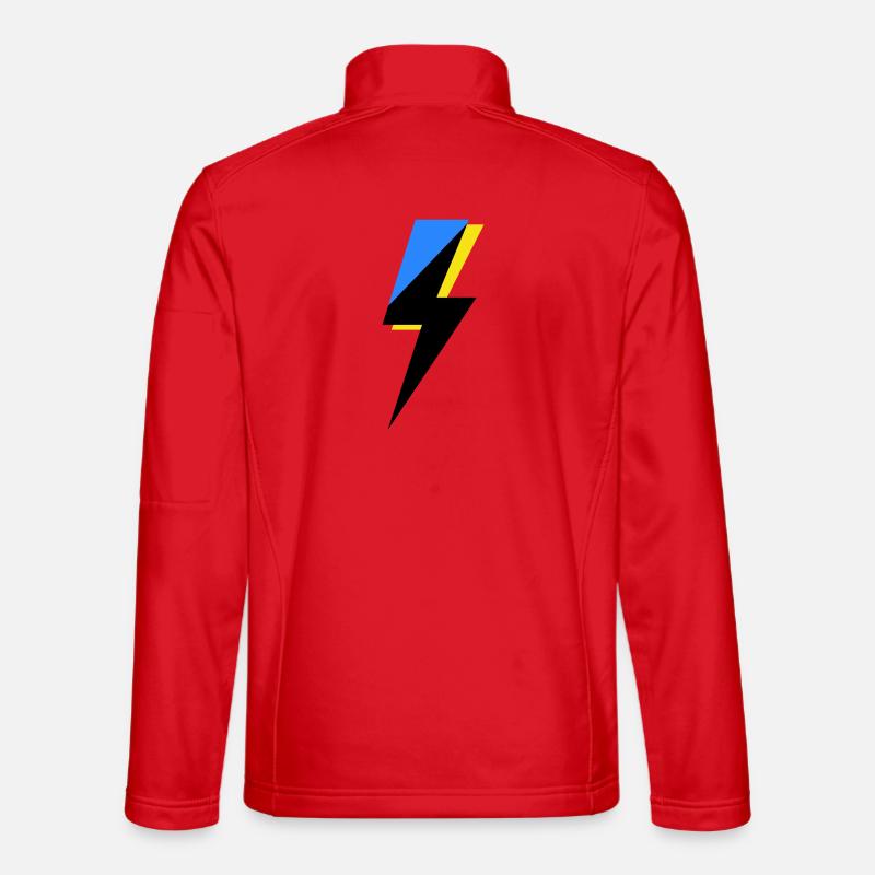 Sininen ja keltainen geometria - Unisex-softshelltakki - punainen