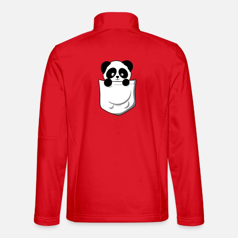 Panda panda bear pocket funny cute - Unisex Softshell Jacket - red