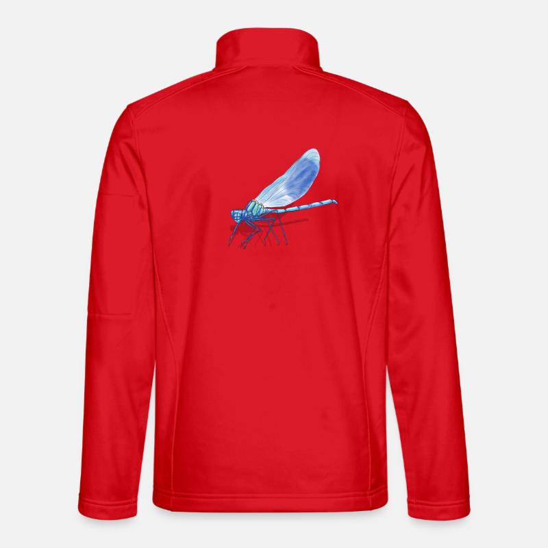 Blue Dragonfly Ember Print - Unisex Softshell Jacket - red